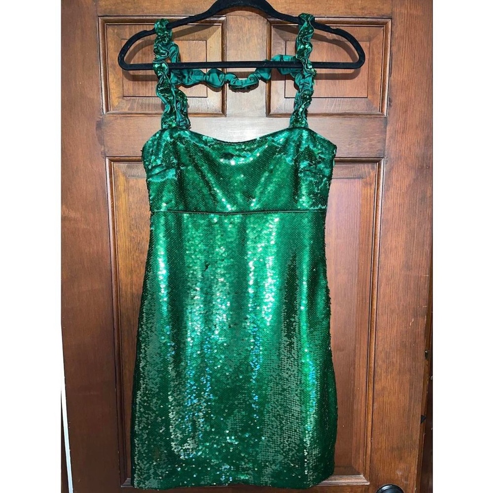 Ganni Green Sequin Mini Dress